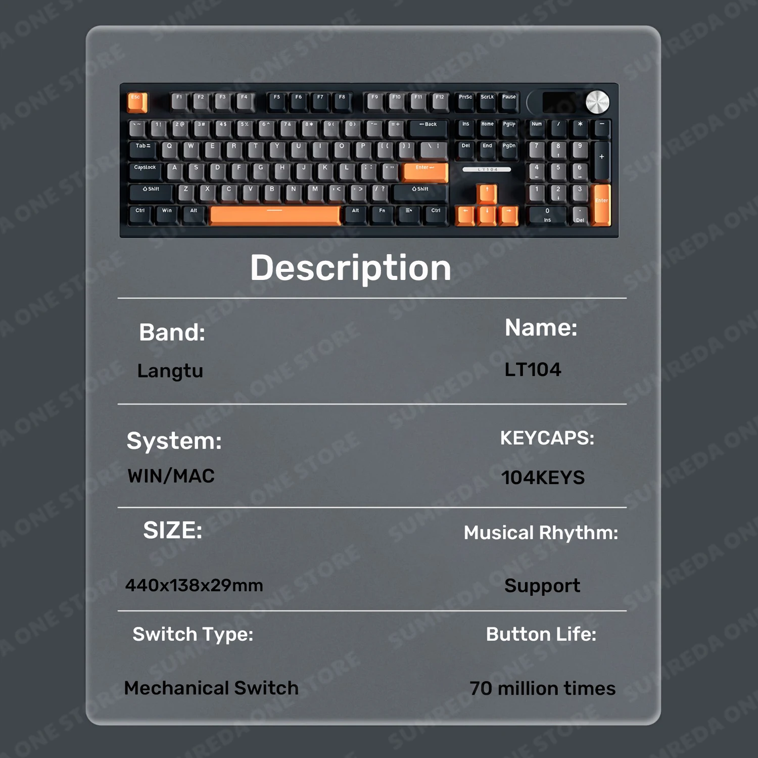 Teclado Mecânico sem Fio Gaming Teclado com Fio Bluetooth Rgb Hotswap Gamer 104key 2.4g Langtu-lt104 - Imagem 5