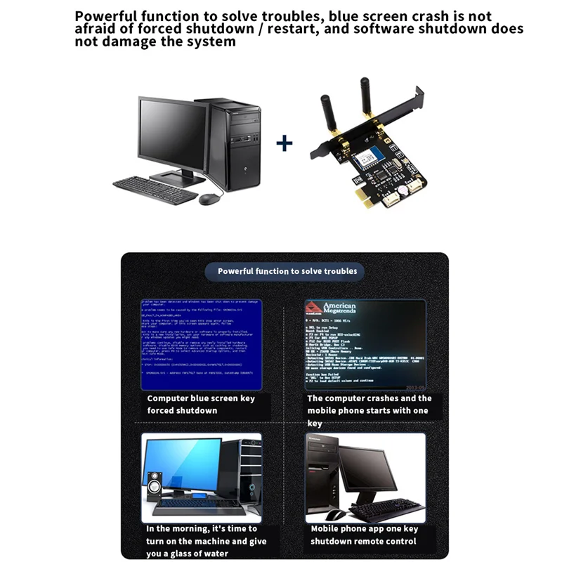 Фото Переключатель переключения питания компьютера Tuya Wi-Fi, PCIe-карта для настольного компьютера, дистанционное управление через приложение, Поддержка Google Home,PRO Card №3