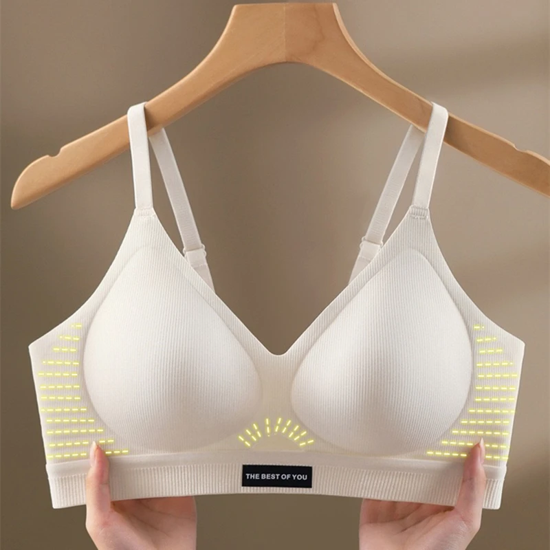 No Running Cup Markless Underwear Comfortable Machine Washable Fixed Cup Sports Soft Support Jelly Strip Bra For Women 3