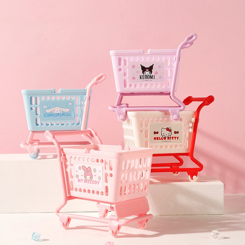 

Sanrio Mini Cart Desktop Storage Box Cute Cinnamoroll Baby My Melody Hello Kitty Sundry Basket For Boys Girls Kids Gifts