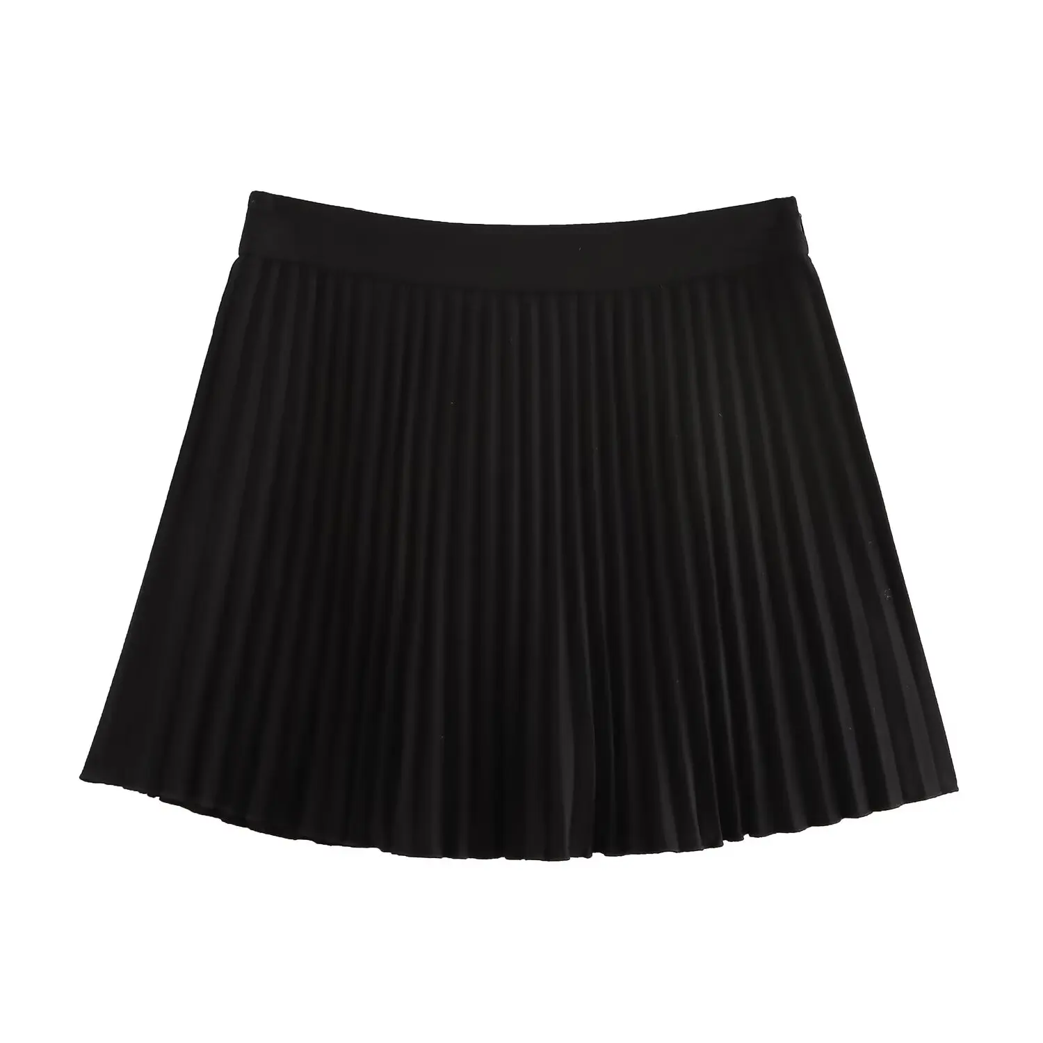 thumbnail image 1 of HH TRAF Falda mini de cintura alta con cremallera lateral para mujer, elegante, de verano, lisa, con pliegues anchos, para mujer, 1 of 5
