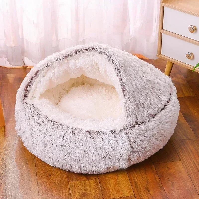 Pet Bed Winter Dog Plush Round Bed Pet Mattress Warm Soft Comfortable Basket Cat Dog Sleeping Bag Nest Small Medium Dogs Cat