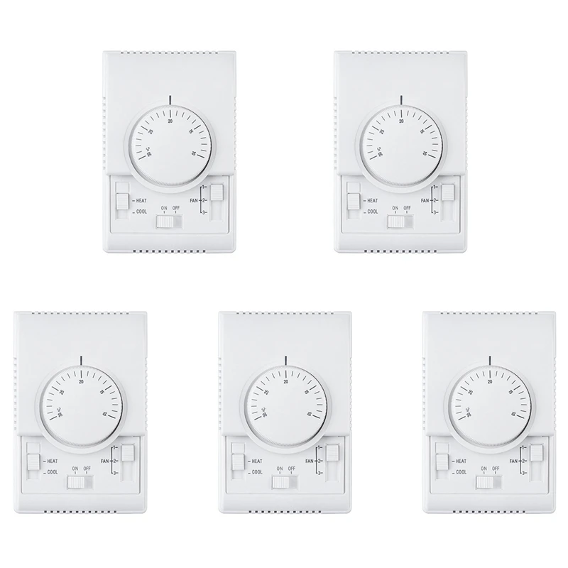 

5X MT01 220VAC Room Mechanical Thermostat Air Conditioner Fan Coil Thermostat Temperature Controller Warm