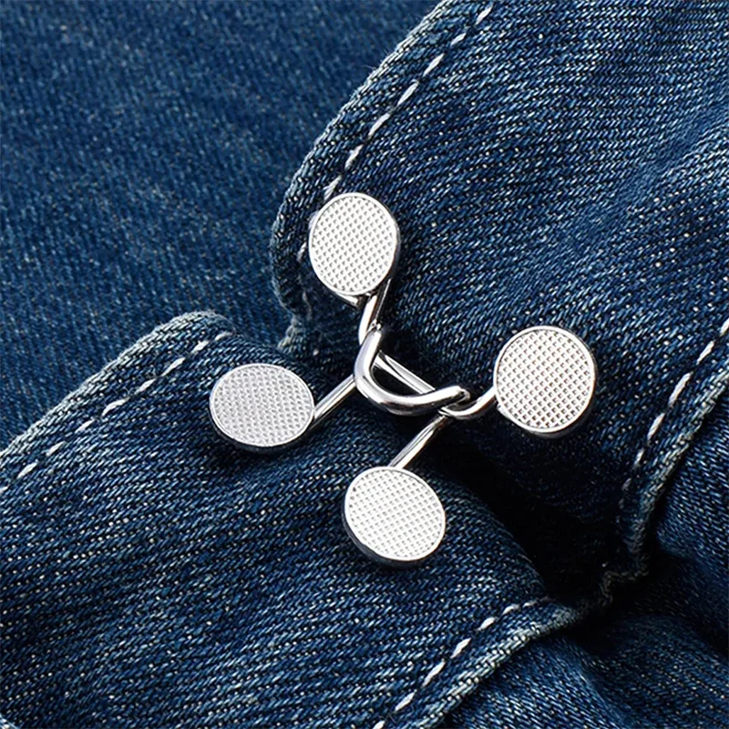 2pcs Snap Fastener Metal Pants Buttons For Clothing Jeans Perfect Fit  Adjust Button Self Increase Reduce Waist Free Nail Sewing