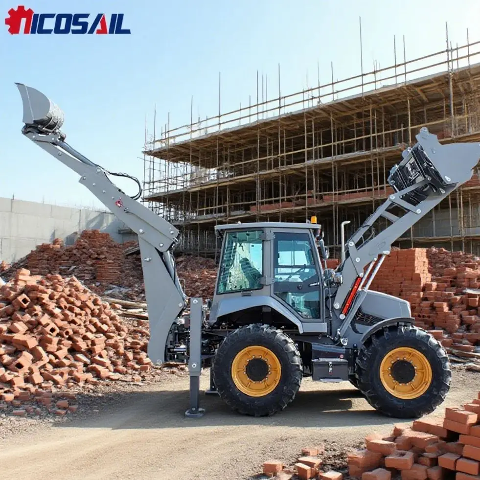 Customized 4-Wheel Drive Micro Backhoe Excavator Loader for Construction Engineering Professional Design