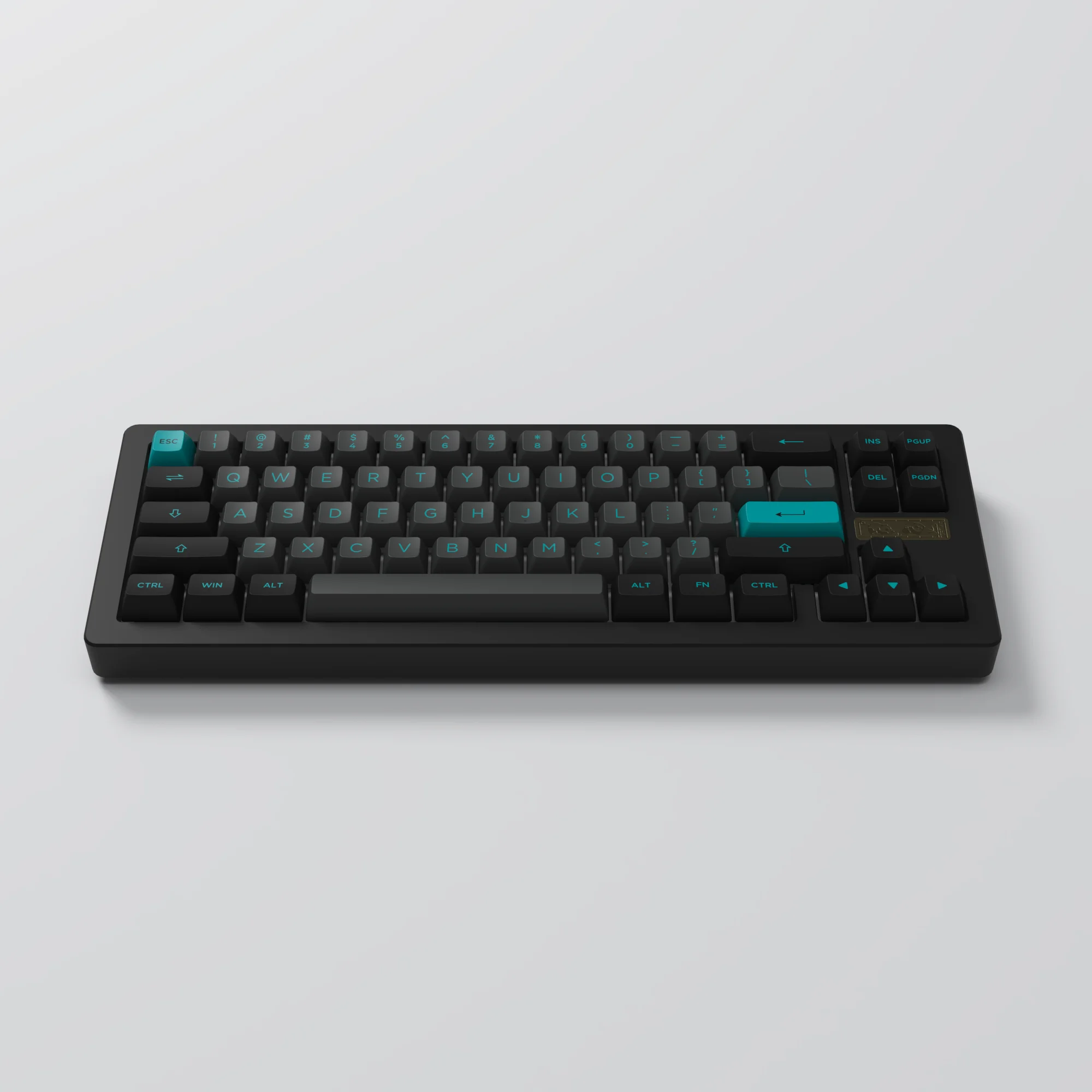 Akko-acr pro 68キーボード,メカニカルキーボード用,黒とシアン,rgb