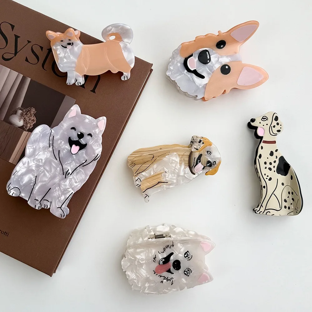 Stylish Handmade Acetate Dog Claw Hair Clips - Unique Summer Family Fashion Accessory