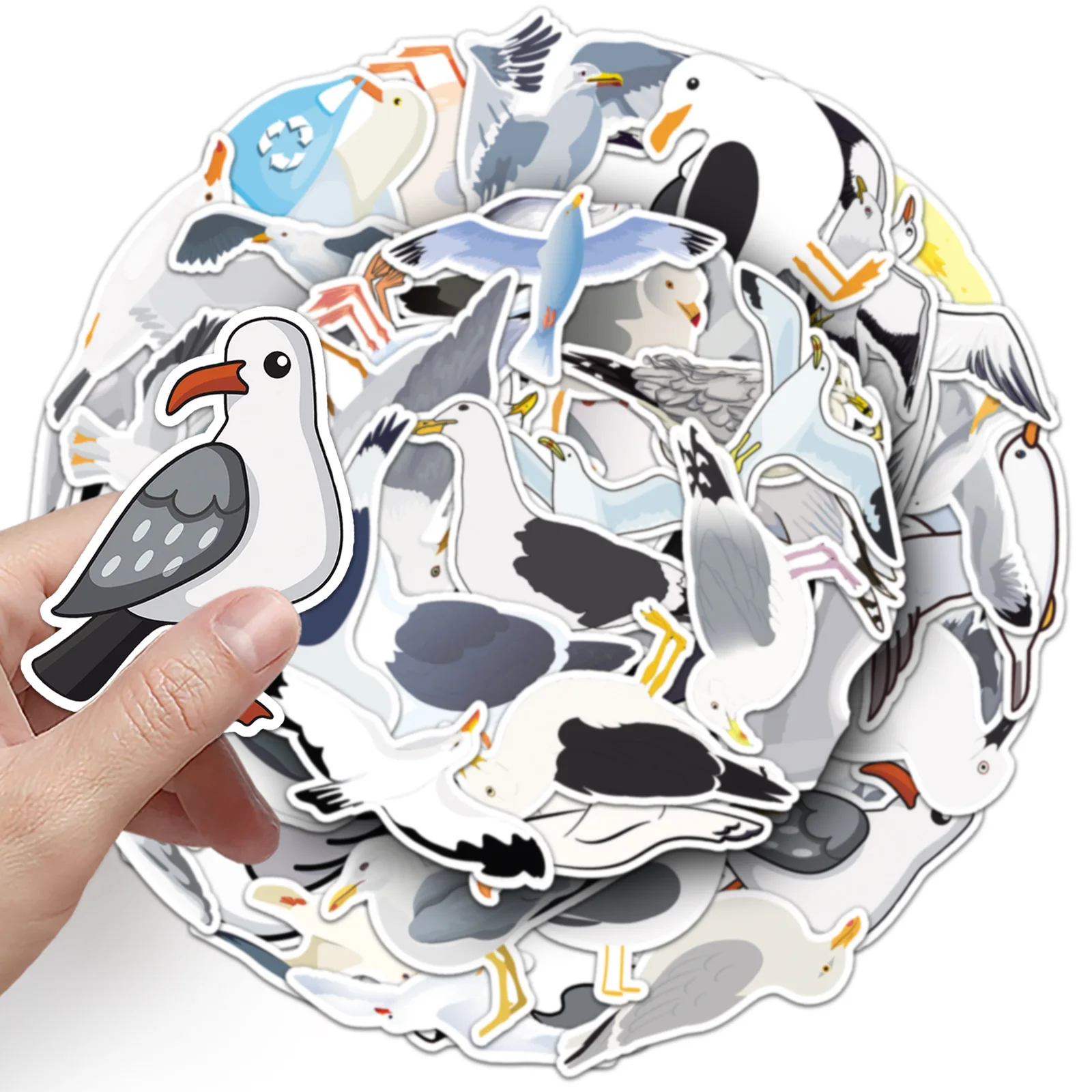Cartoon Stickers 10/30/50PCS Seagull Cartoon Stickers Cute Birds Sticker Animal Graffiti Toy DIY Luggage Laptop Car Bike Skateboard Decals Toy