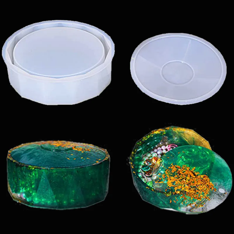 

Large Jewelry Box Resin Molds with Lid Diamond Shape Storage Box Silicone Molds Epoxy Resin Casting Mould DIY Handcraft