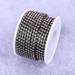 Elegant Gold Rhinestone Trim with Crystal Accents - 10Yard (Rainbow)