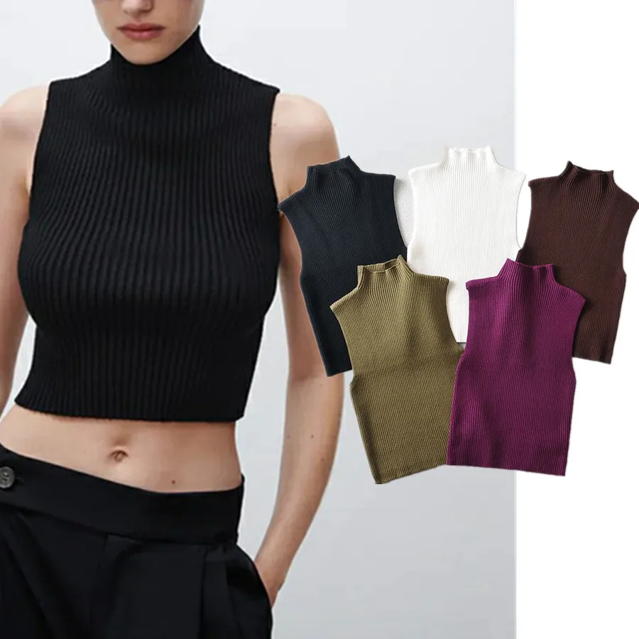 

Elmsk Summer T Shirt Women Blogger Retro Turtleneck Knitted Short High Street Basic Harajuku Ins Fashion Tshirt Women