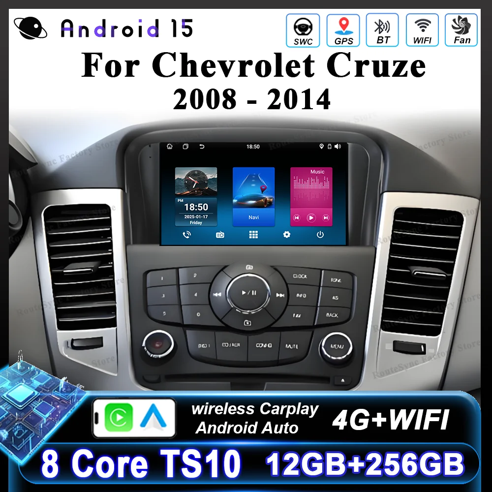 Android Carplay para Chevrolet Cruze 2008-2014, Radio Multimedia para Auto, Radio WIFI Estéreo, Unidad Principal, Reproductor de DVD, Bluetooth, Pantalla Táctil 1