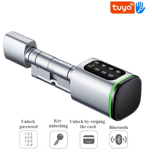 Smart Cylinder Lock With Bluetooth Fingerprint 13.56mhz IC Card Include CR123A Battery Easy Installation 5