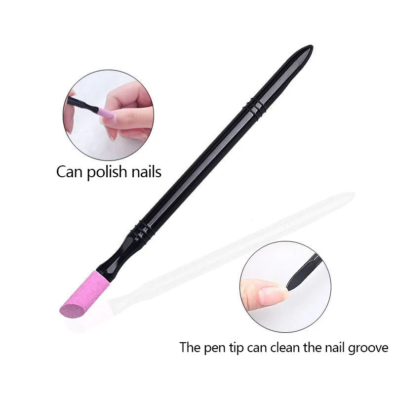1pc/5pcs Nail File Cuticle Stone Pusher Nail Sanding Sticks Nail Art Pen Cuticle Remover Trimmer Buffer Manicure Tools