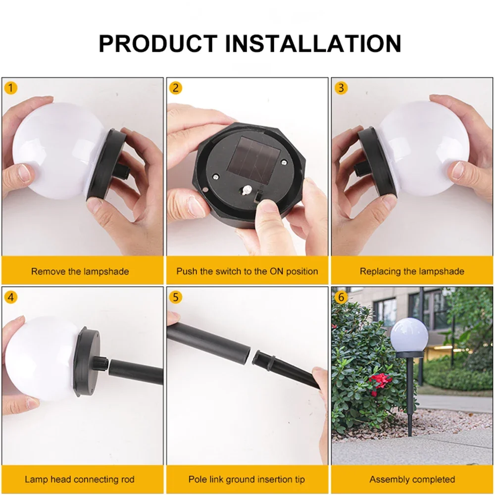 Solar LED Lights Outdoor 3 Pack /6 Pack Solar Globe Powered Garden Light Warm Light for Yard Patio Walkway Landscape In-Ground