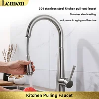 ก๊อกน้ําห้องครัว 304 สแตนเลสดึงออกอ่างล้างจาน Water TAP Deck ติดตั้ง Mixer Stream Sprayer หัวร้อนเย็นก๊อก 4