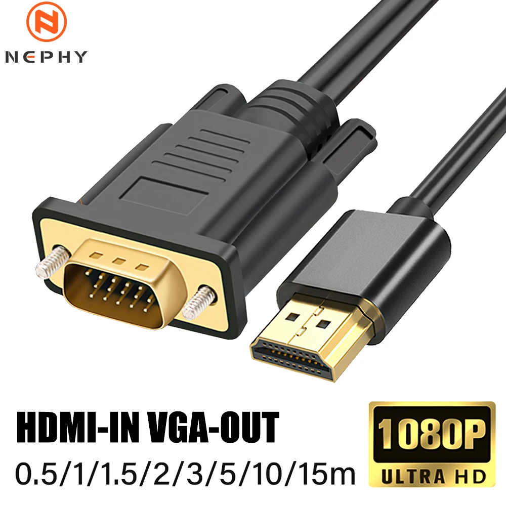 HDMI Input To VGA Output Video Converter Cable Adapter For PC PS3 PS4 Switch TV Samsung Xiaomi 0.5 1 2 3 5 10 Meter