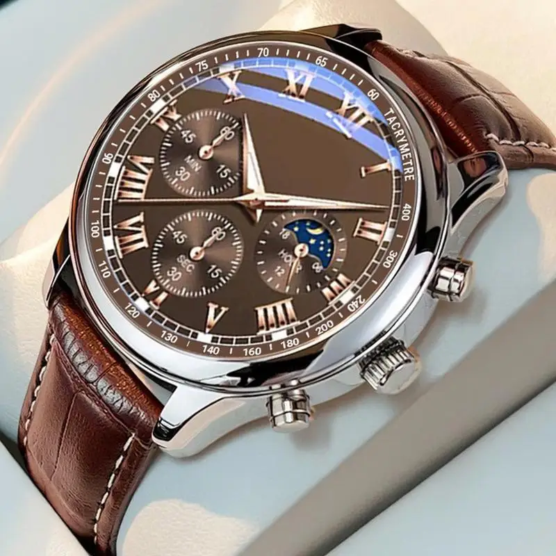 Classic Watch Casual Man Wristwatch Leather Strap Watch Mens Casual Wristwatch Business Watch for Men Fashion Accessories Watch