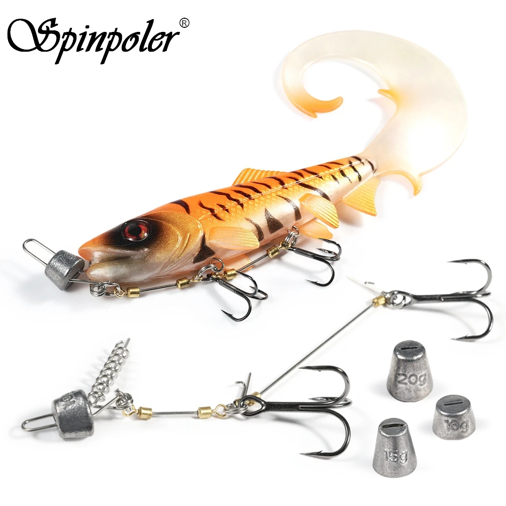 Spinpoler Corkscrew Double Hook Stinger Ready Assembled Rig 1/0 2/0 Wire  Trace Lure Soft Bait Pike Predator Fishing Accessories