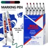 6/12Pcs/Set Permanent Marker Pen Cutter Head Waterproof Ink Thin Nib Crude Nib Black Blue Red Ink 2mm 4mm Fine Color Marker Pens 2