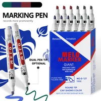 6/12Pcs/Set Permanent Marker Pen Cutter Head Waterproof Ink Thin Nib Crude Nib Black Blue Red Ink 2mm 4mm Fine Color Marker Pens 2