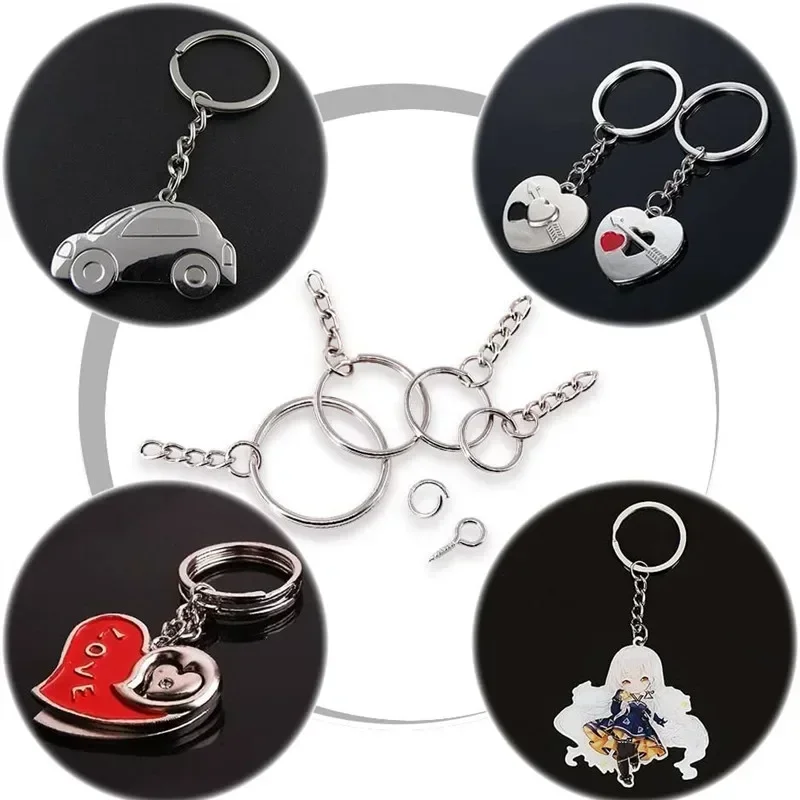 50/100PCS  DIY Silver Metal Plated Blank Keyring Keychain Split Ring Keyfob Key Holder Rings Women Men Chains Accessories images - 6