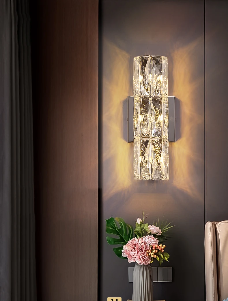 Wall Lamp Wall Sconces Light LED Wall Lamp Living room bedroom bedside long wall lamp background wall villa light luxury high-end crystal light