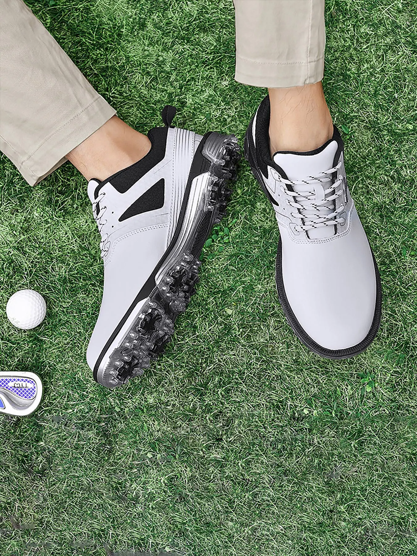 Men's 9 Spikes Golf Shoes Solid Comfy Non Slip Lace Up Sneakers For Golf Sport Activities golf shoes
