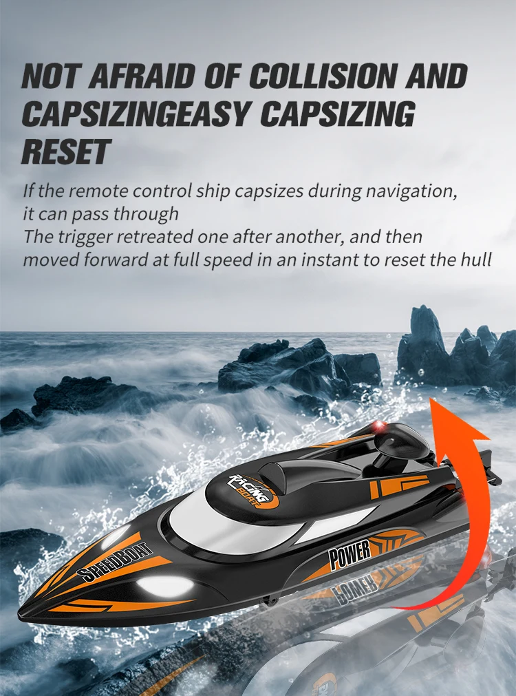 HXJ-810 High Speed ​​Turbojet Speedboat 35km/h 2.4GHz Dual High Speed ​​Motor Remote Control Speedboat Adult Children Toy 4