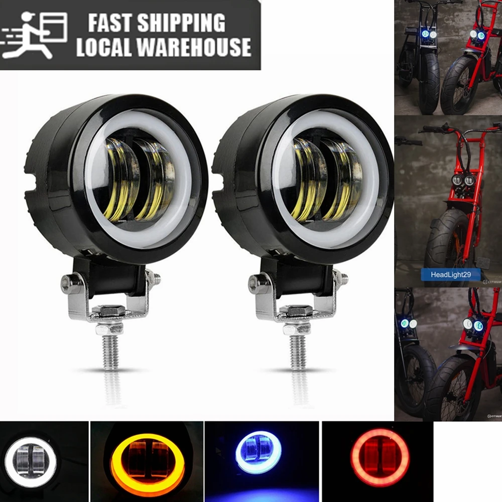 2PCS/1PCS Waterproof Round LED Angel Eyes Light Bar Portable Spotlights Motorcycle Offroad Car Truck Driving Boat Work Light car led light
