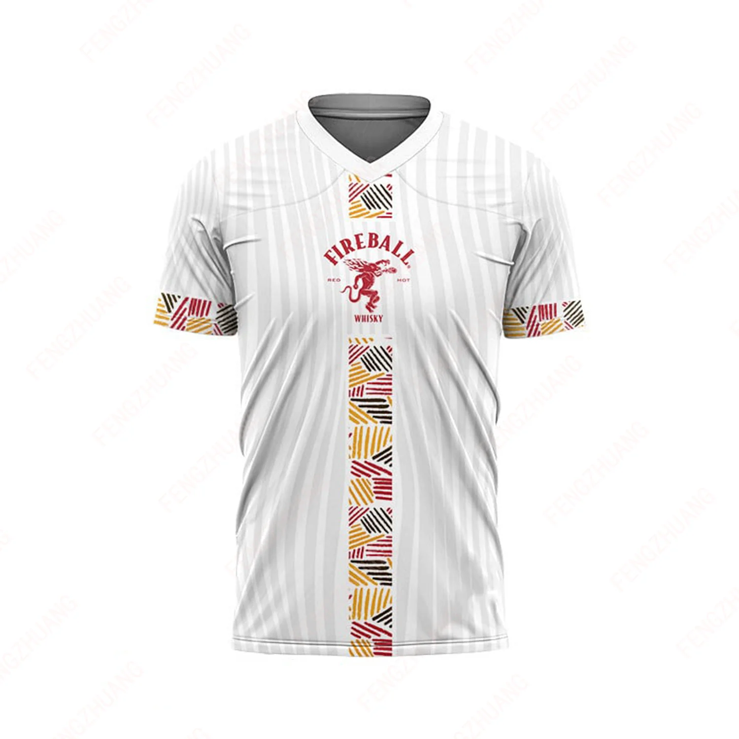 Personalized Fireball Whisky Jersey Suitable For Football Outdoor Breathable Quick-Drying Short-Sleeved Round neck T-Shirt