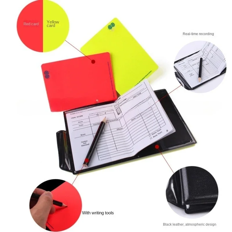 Referee Whistle Soccer Football Red Yellow Cards With Pen Notebook