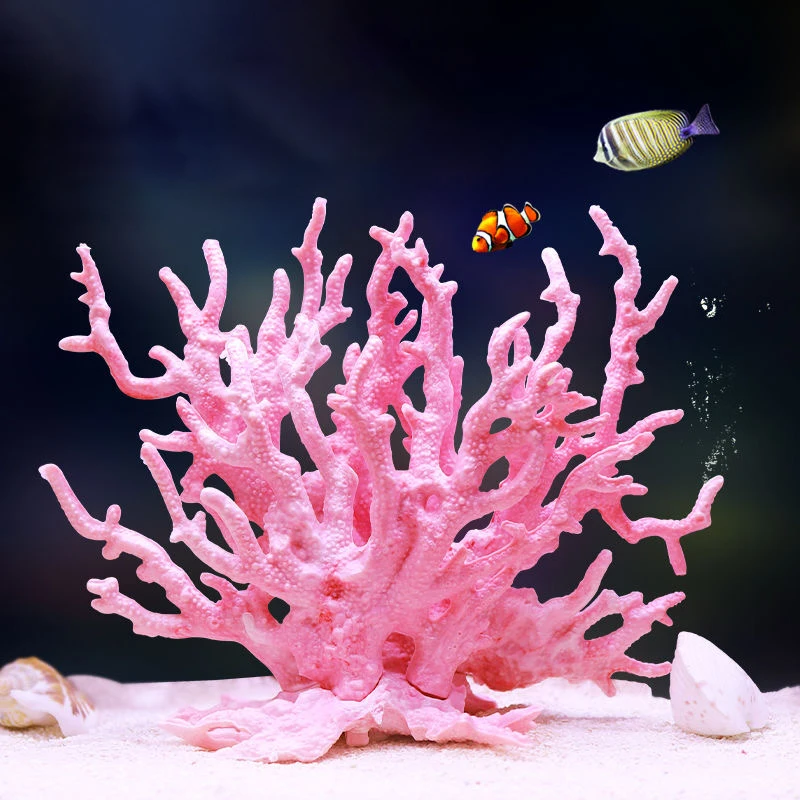 AquariumFishTankDecorationArtificialCoralPlantPinkBlue