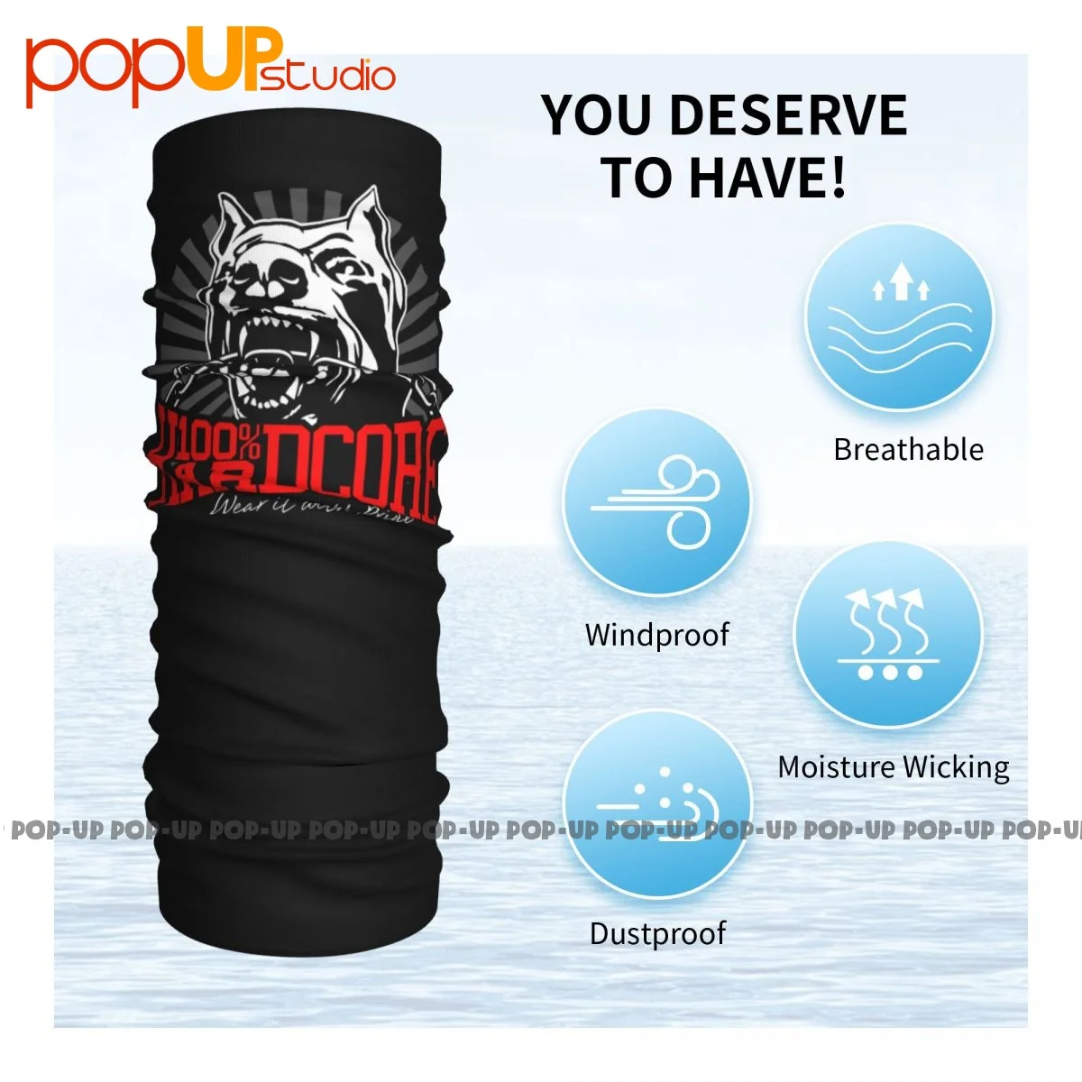 Face Mask 100 Hardcore Dog Gabber Techno Partyoutfit Neck Gaiter Bandana Scarf