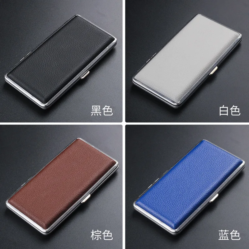 120mm Leather cigarette case Metal iron cigarette case Cigarette accessories 4