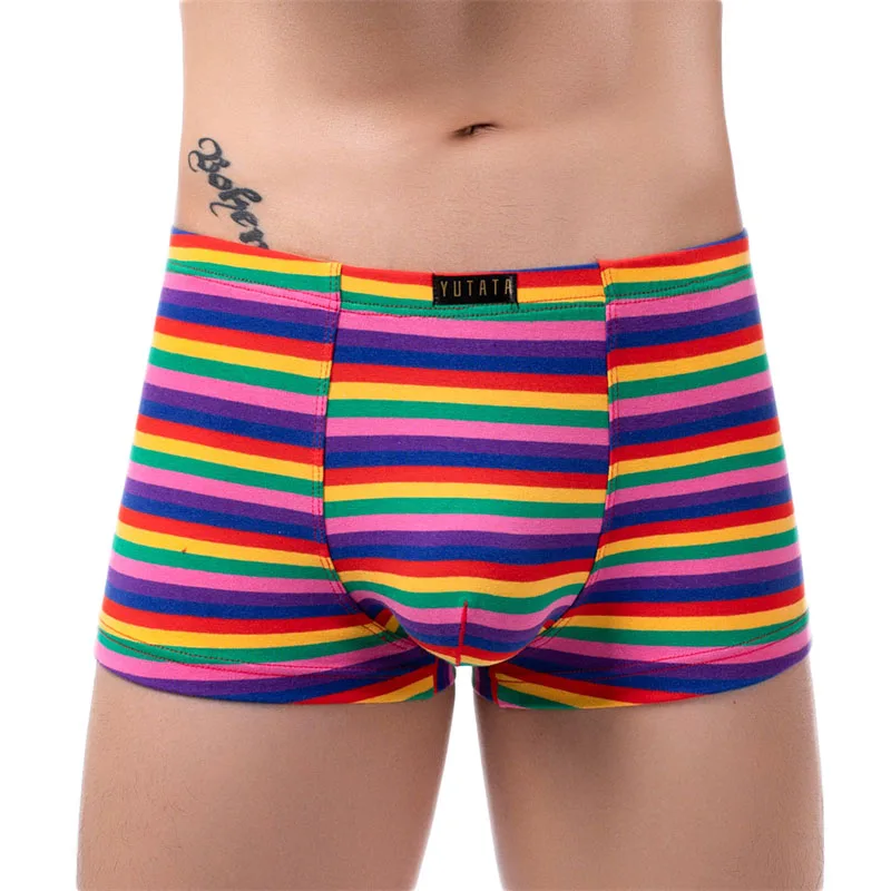 

New Cotton Boxers Underwear Striped Gay Panties Jockstrap Men's Boxershorts Soft Innerwear Sexy Man Underwear Underpants Bikini