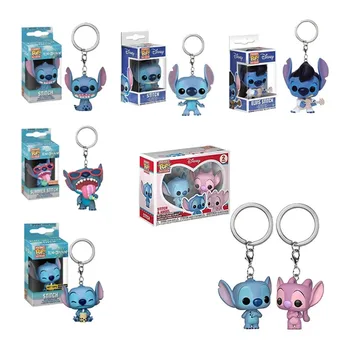 2025 New Keychain Funko POP Lilo Stitch&Angel Tiki Stitch Summer Stitch Vinyl Action Figure PVC Model Toys For Kids Gifts