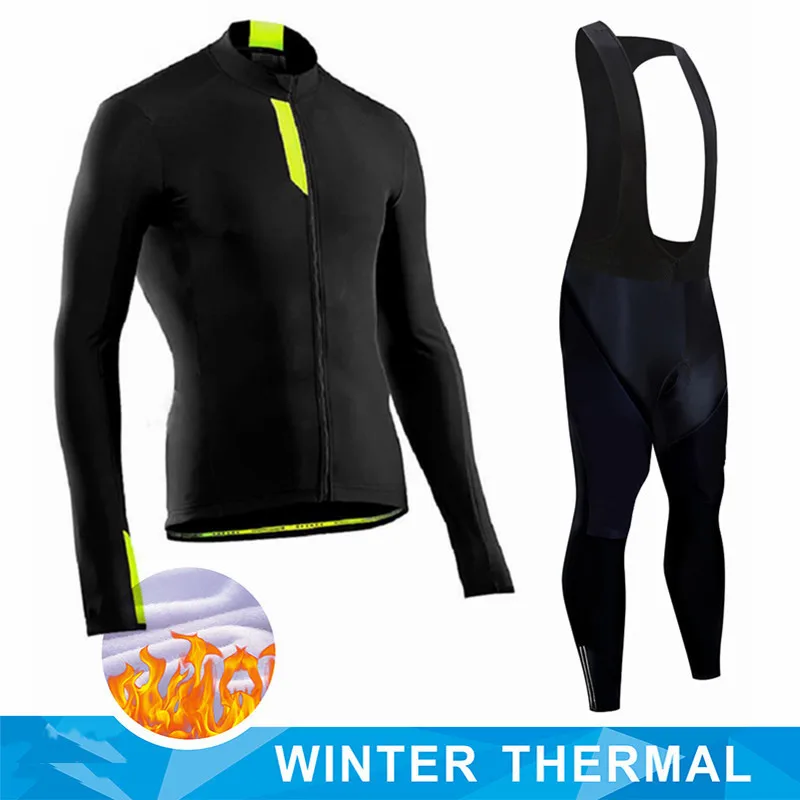 Winter Thermal Fleece Cycling Jersey Men's Mtb Clothing Man 2023 Blouse Uniform Bicycle Clothes Complete Tricuta Bib Maillot Set 4