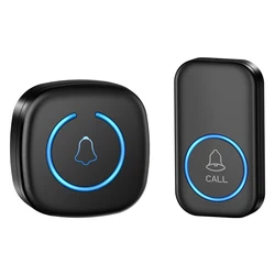 Compact Wireless Smart Doorbell with 60 Customizable Ringtones and Mute Option - EU Plug (Black  1set)