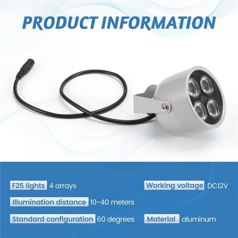 [AAAE 2026] 2X 4 어레이 LED 적외선 방수 야간 투시경 IR 조명기 조명 보조광 DC 12V 보안 카메라용