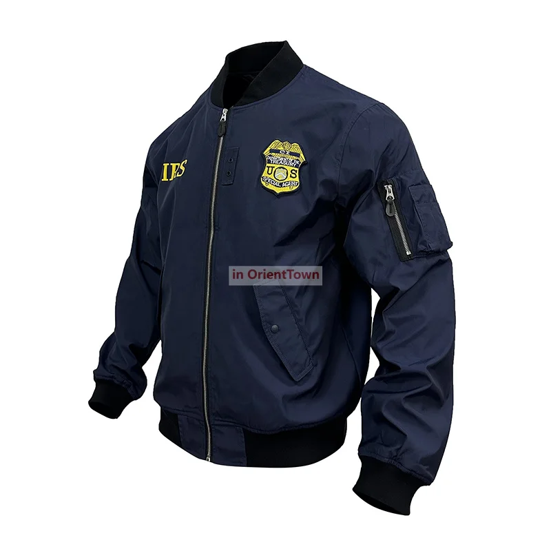 American IRS Detective Uniform Outdoor Windbreaker Spring and Autumn Workwear Pilot Jacket Baseball Suit Thin Men's Loose Coat