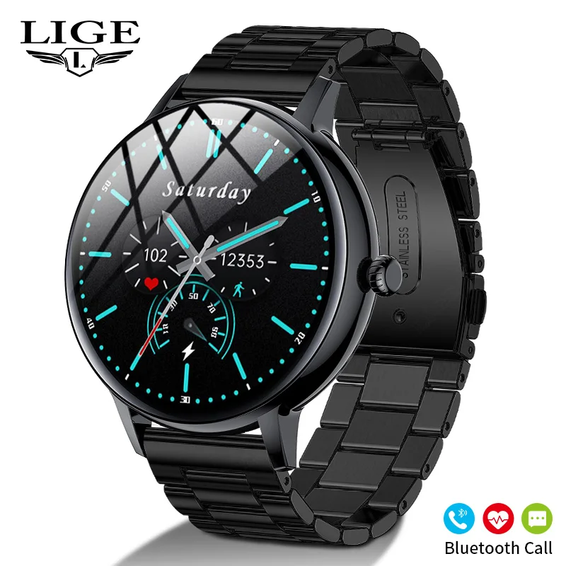 

LIGE Smart Watch Men Bluetooth Call Smartwatch Fitness Sports Watches Men Heart Rate Music Clock Waterprof Watch For Android IOS