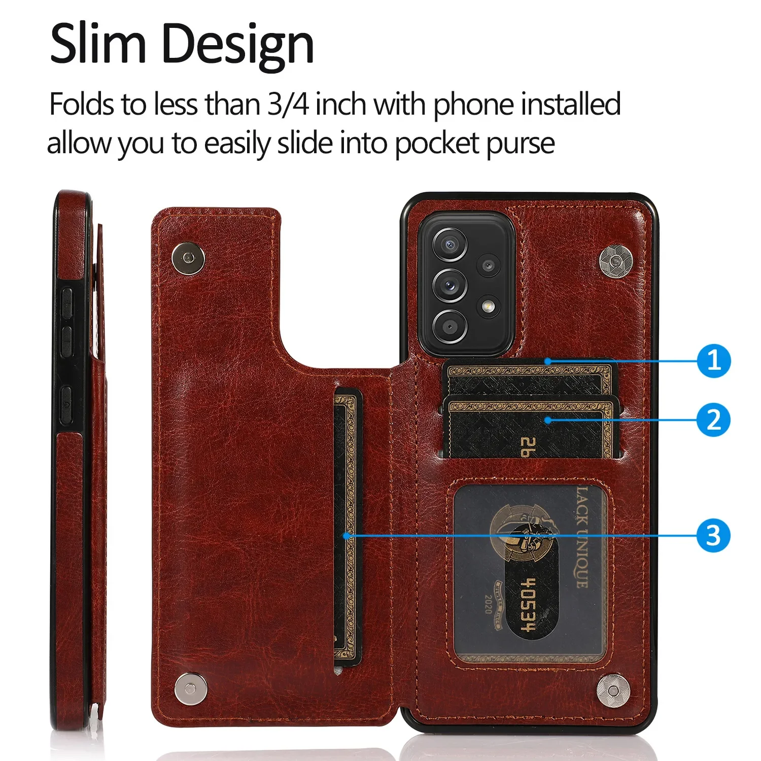 Luxurious Flip Leather Wallet Case with Card Holder Cover