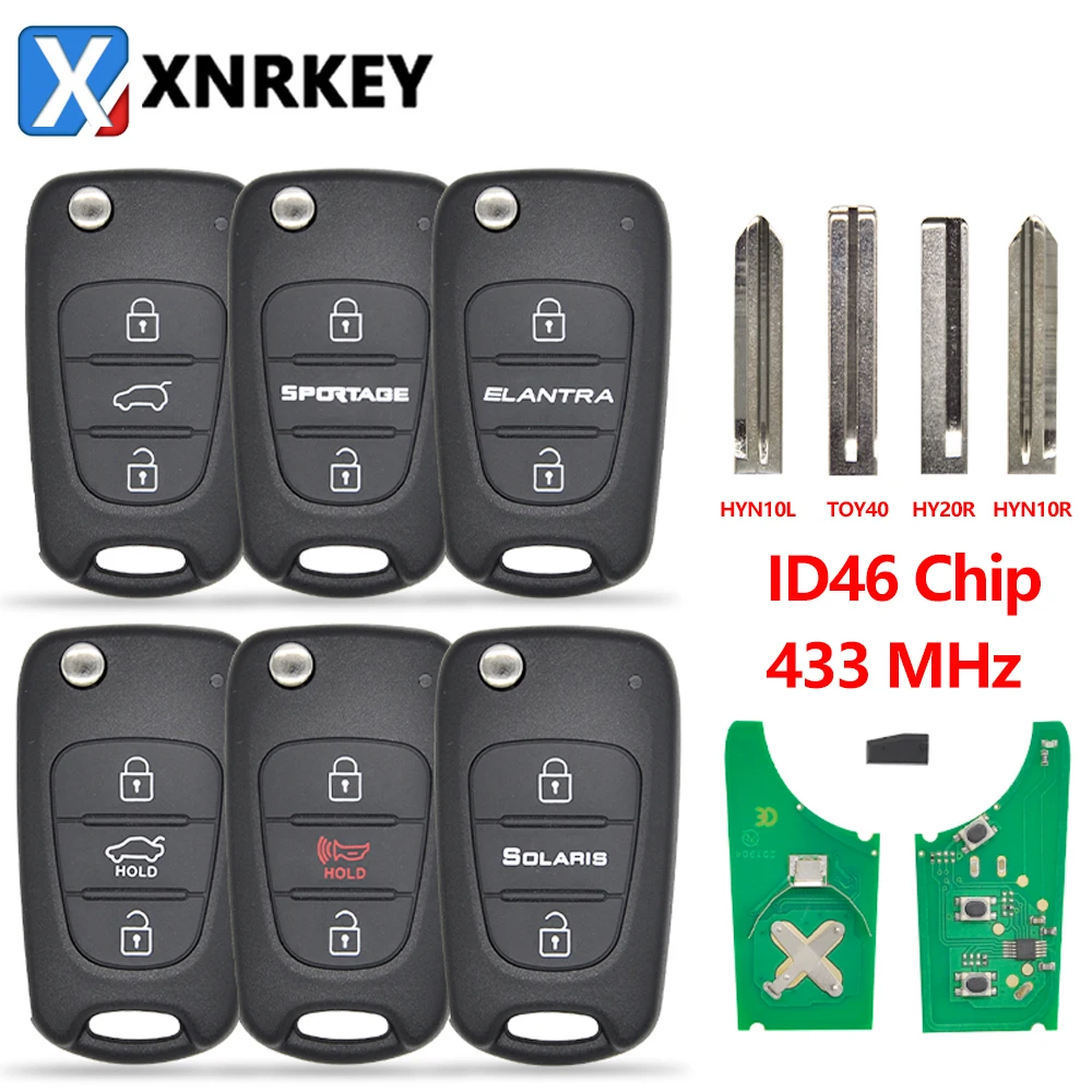 

XNRKEY 3 Button Car Remote Key 433Mhz ID46 Chip for Hyundai I30 IX35 for Kia Rio 3 Picanto Ceed Cerato Sportage K2 K3 K5 Car Key