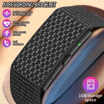 Smartwatch Senza Schermo con Trascrizione Riunioni AI, Promemoria Chiamate, Monitoraggio Frequenza Cardiaca e Pressione Sanguigna, Braccialetto Fitness per Android e iOS
