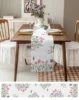 Spring Tulip Plant Flower Linen Table Runners Holiday Party Table Decor Farmhouse Dining Table Runners Wedding Decorations 3