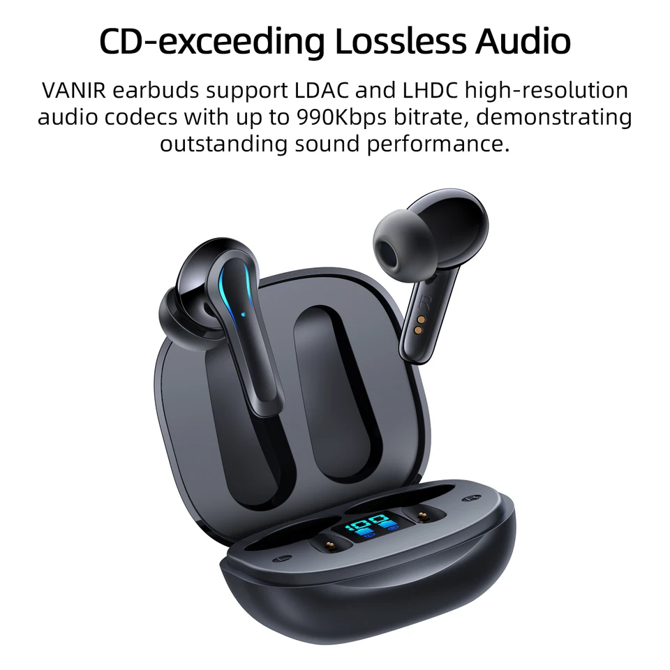 Écouteurs Bluetooth VANIR à Clip D'Oreille - Autonomie 36h, Son HiFi, Micros ENC, Étanche IPX5 - Pour Sport Et Quotidien