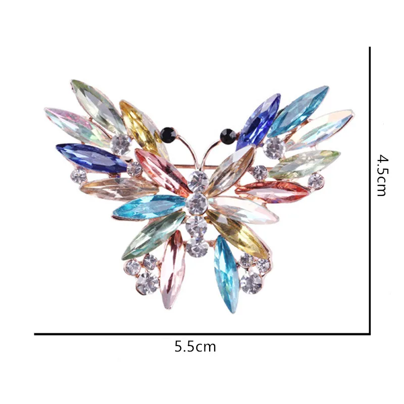 Exquisite Crystal Butterfly Brooches Women's Luxury Suit Dress Neckline Insect Pins Fine Gifts Accessories Wedding Corsage Gifts