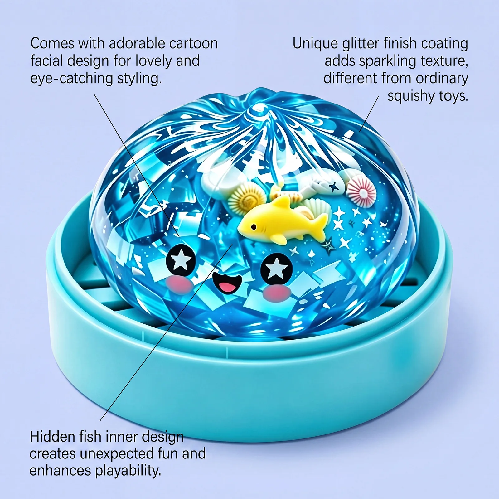 Ocean Series Shark Shiny Dumplings Soft Slow Elastic Pressure Ball Sensory Squeeze Toys Realistic Mantou Squid Decompression