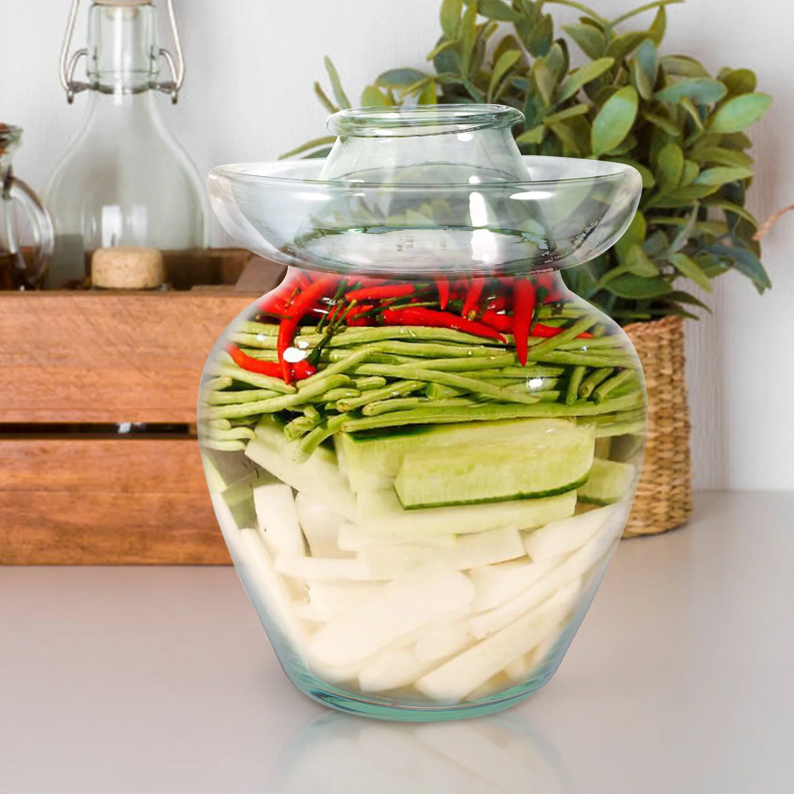 

Glass Pickle Jar Household Kitchen Mason Transparent Commercial Food Storage Sealed Can